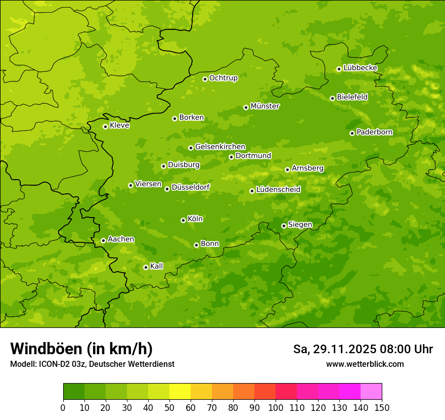 Modellkarten Windgeschwindigkeit