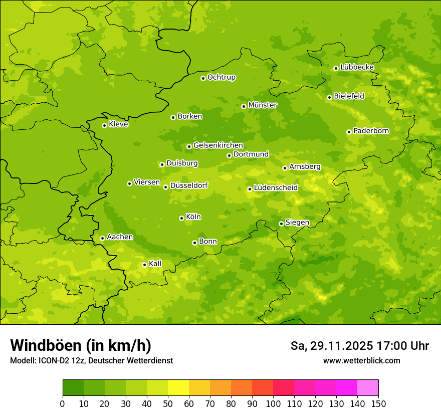 Modellkarten Windgeschwindigkeit