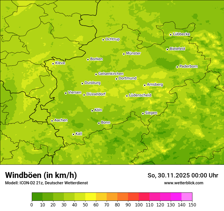 Modellkarten Windgeschwindigkeit