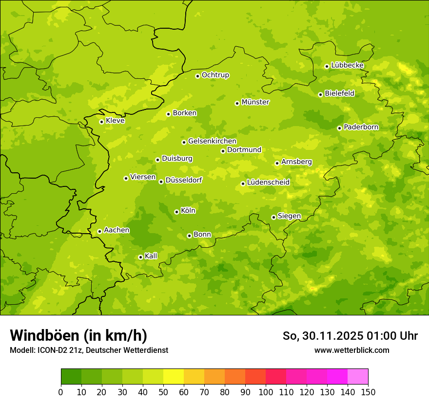 Modellkarten Windgeschwindigkeit