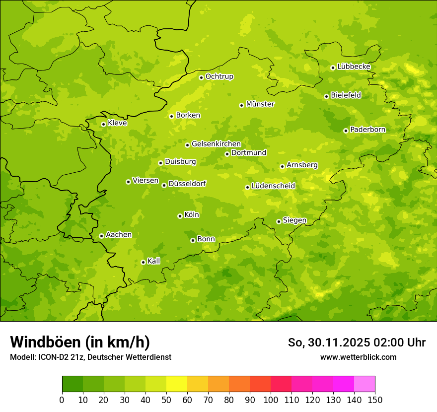 Modellkarten Windgeschwindigkeit