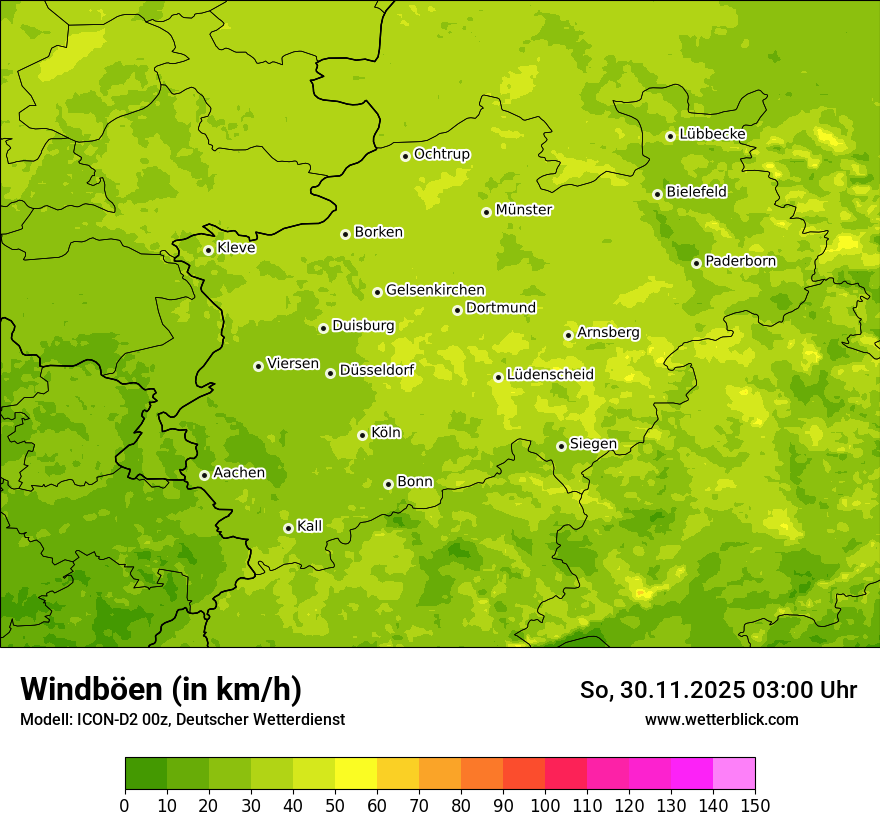 Modellkarten Windgeschwindigkeit