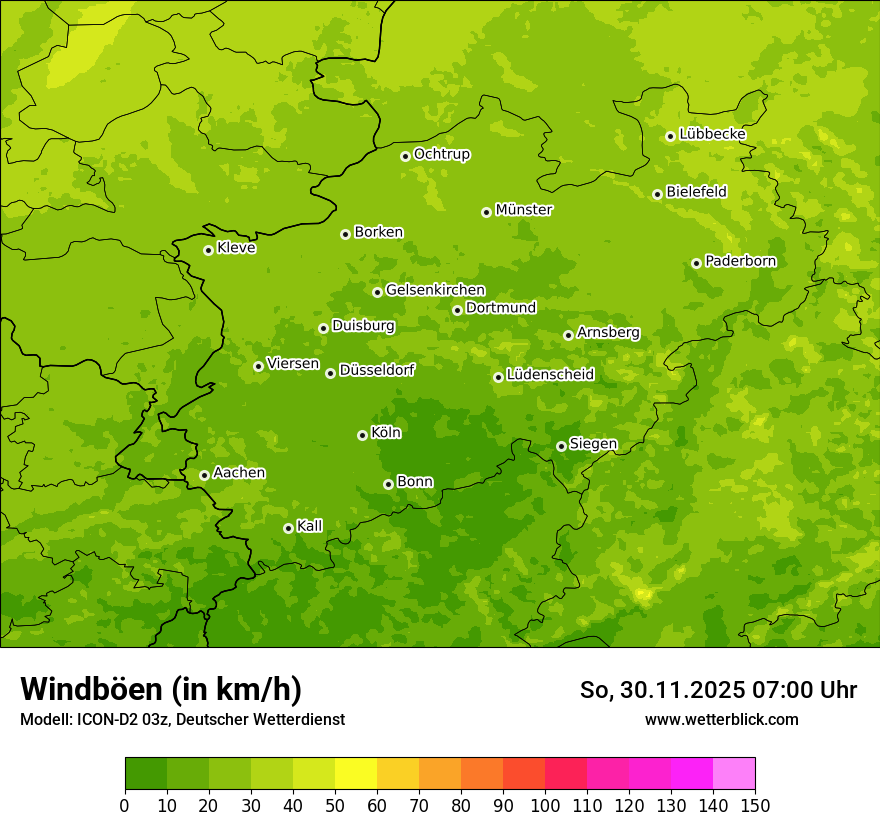 Modellkarten Windgeschwindigkeit