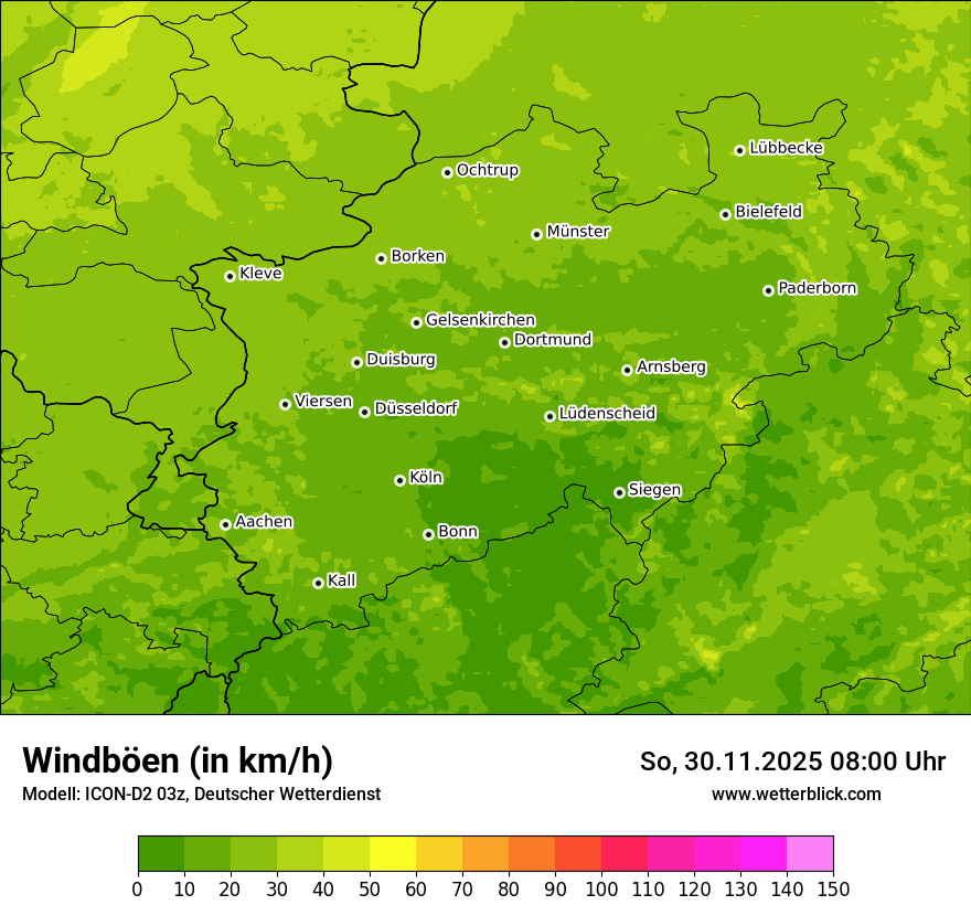 Modellkarten Windgeschwindigkeit