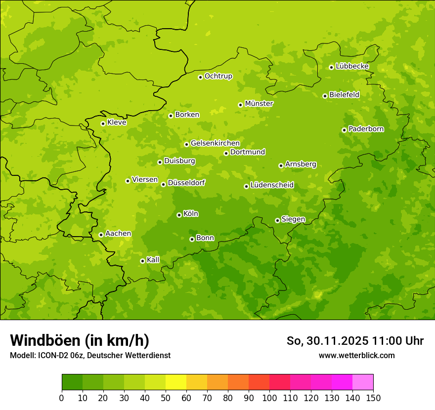 Modellkarten Windgeschwindigkeit