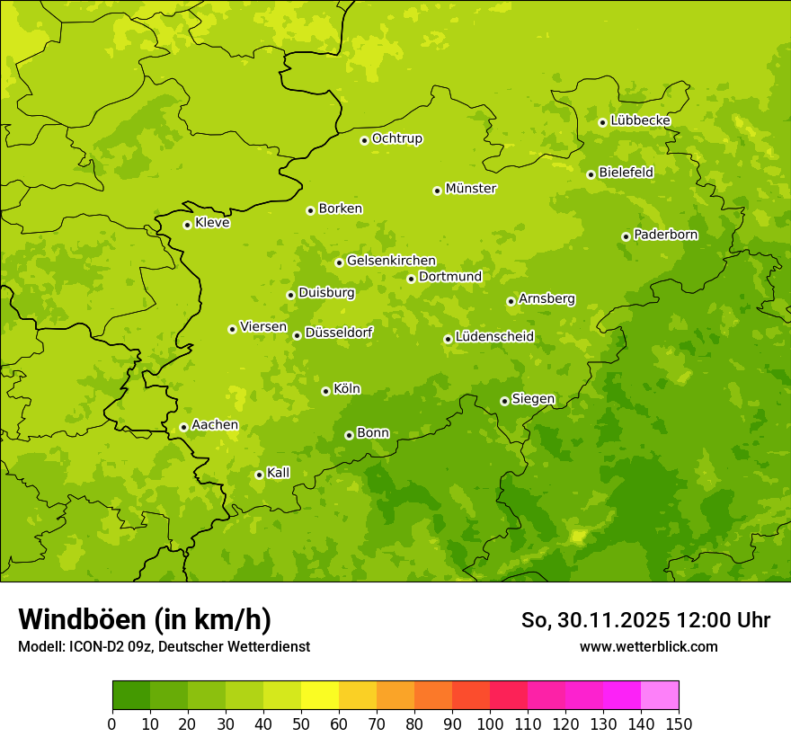 Modellkarten Windgeschwindigkeit