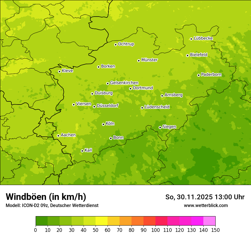 Modellkarten Windgeschwindigkeit