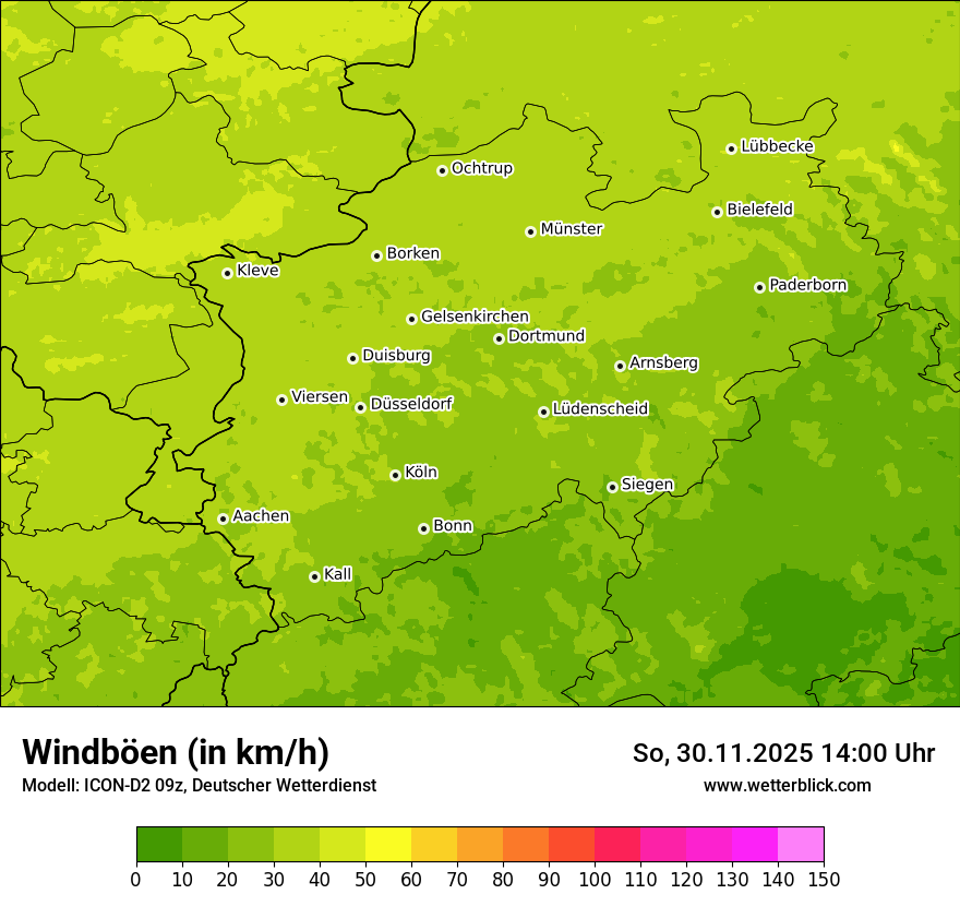 Modellkarten Windgeschwindigkeit