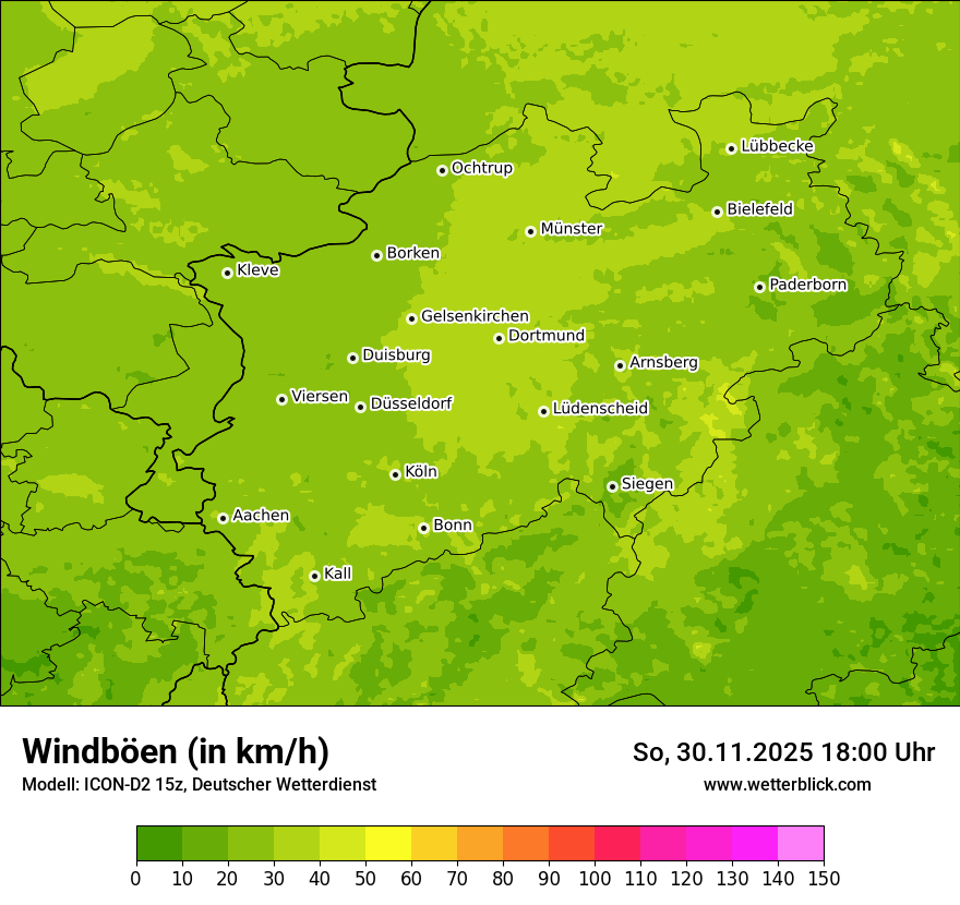 Modellkarten Windgeschwindigkeit