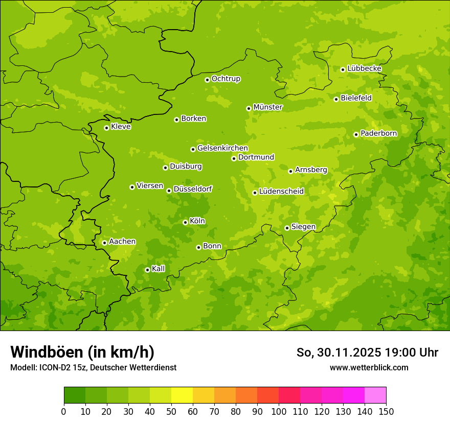Modellkarten Windgeschwindigkeit