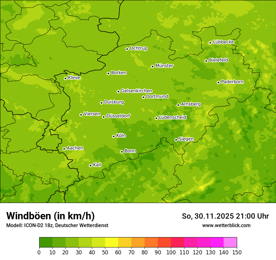 Modellkarten Windgeschwindigkeit