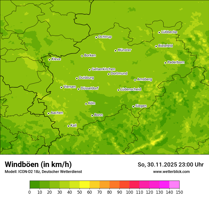 Modellkarten Windgeschwindigkeit