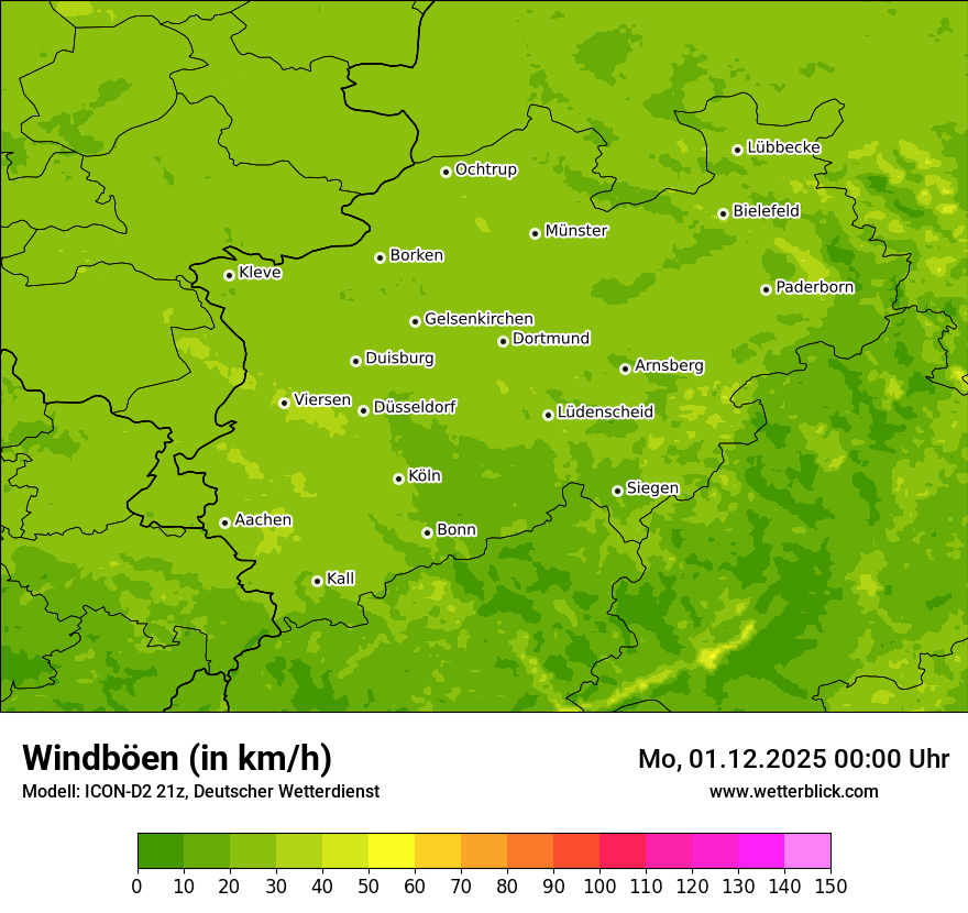 Modellkarten Windgeschwindigkeit