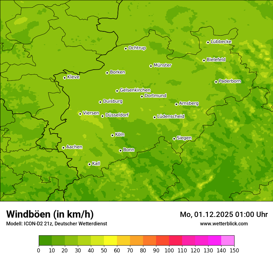 Modellkarten Windgeschwindigkeit