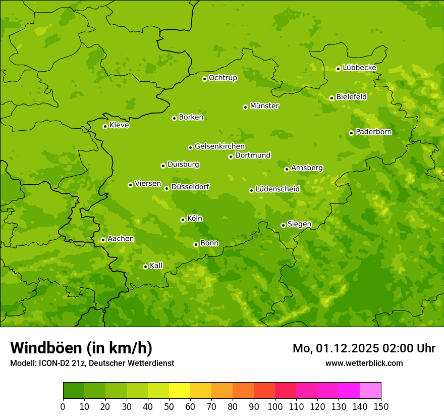 Modellkarten Windgeschwindigkeit