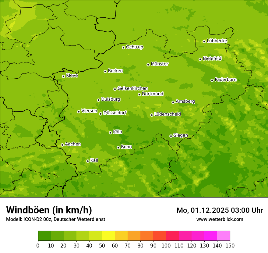 Modellkarten Windgeschwindigkeit