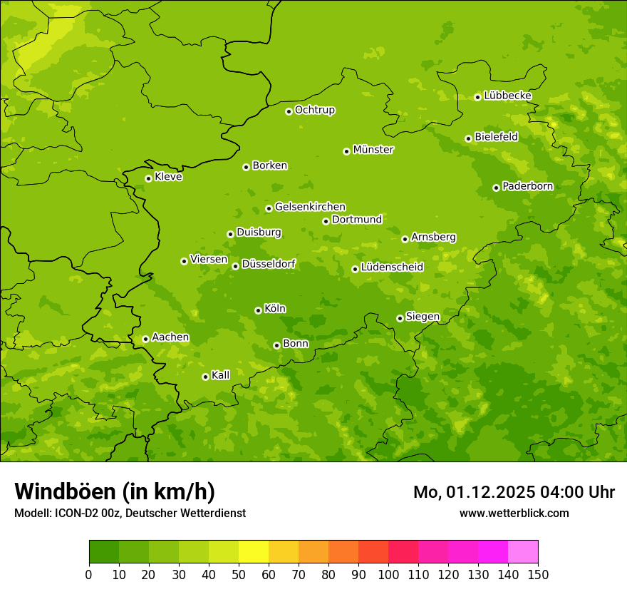 Modellkarten Windgeschwindigkeit