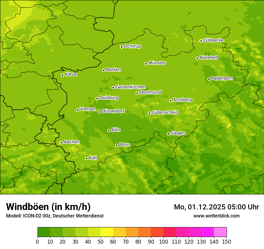 Modellkarten Windgeschwindigkeit