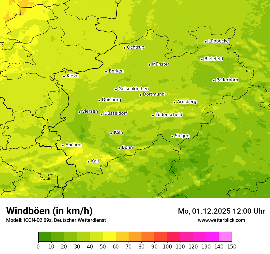 Modellkarten Windgeschwindigkeit