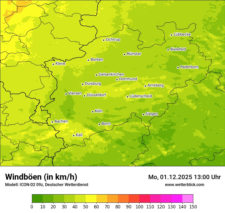 Modellkarten Windgeschwindigkeit