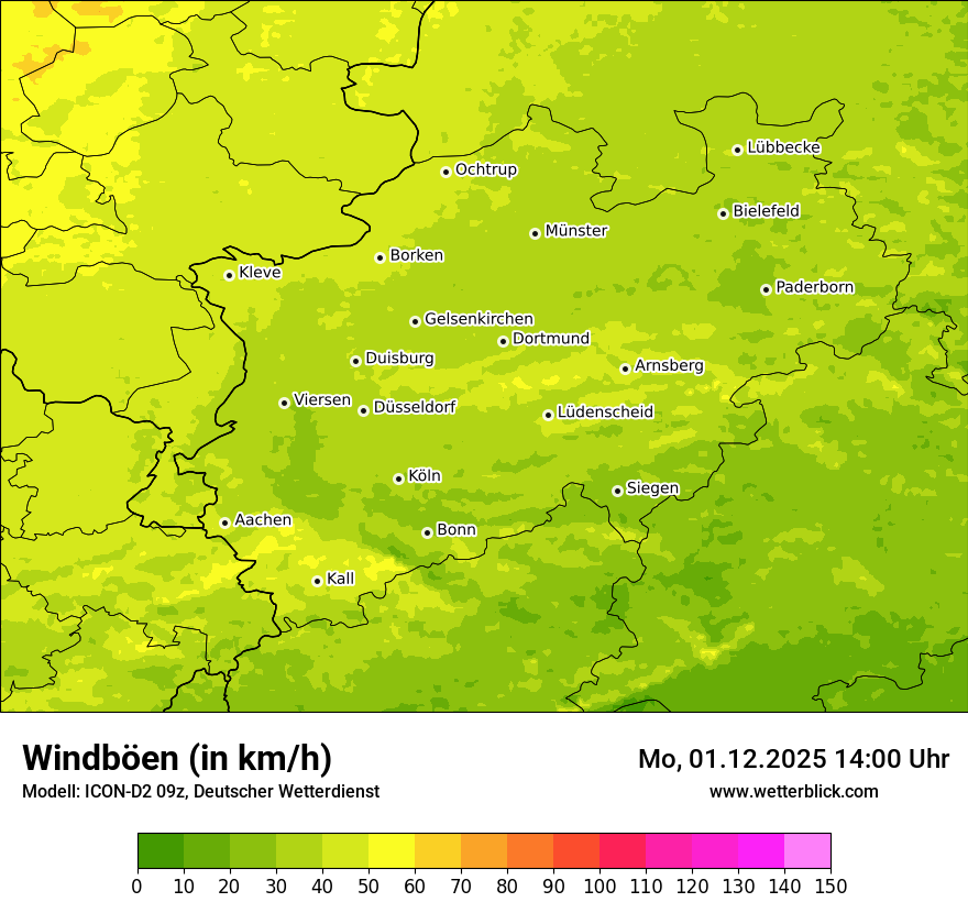 Modellkarten Windgeschwindigkeit