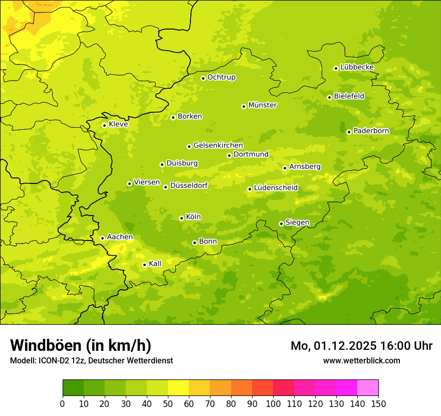 Modellkarten Windgeschwindigkeit