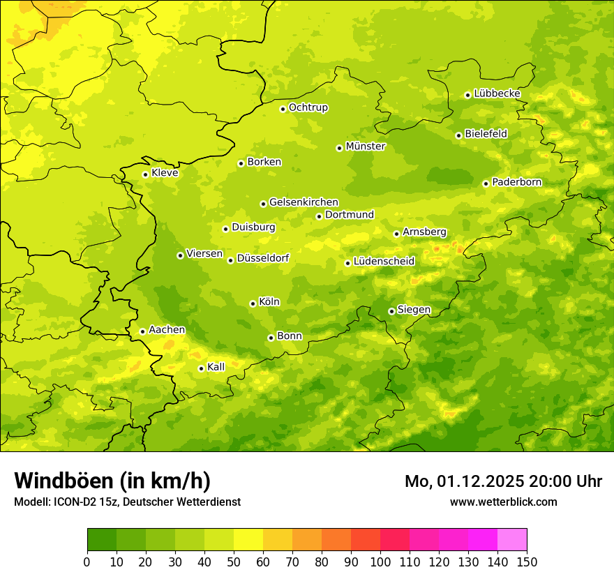 Modellkarten Windgeschwindigkeit