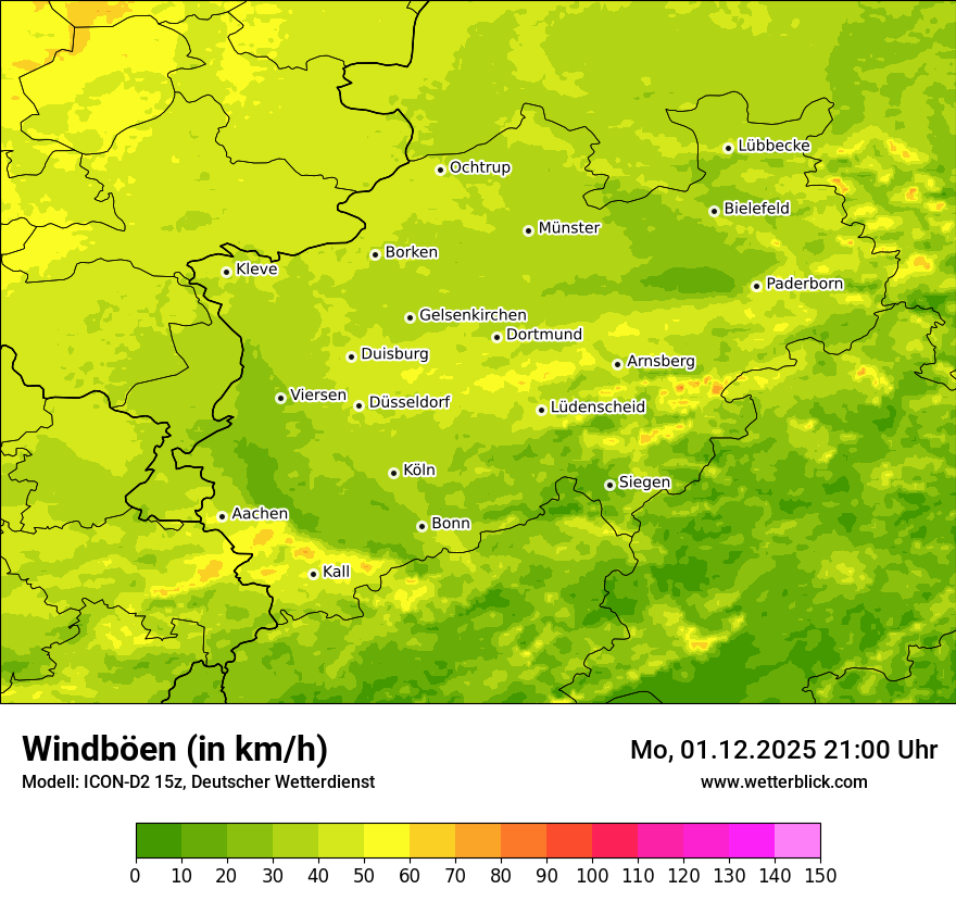 Modellkarten Windgeschwindigkeit