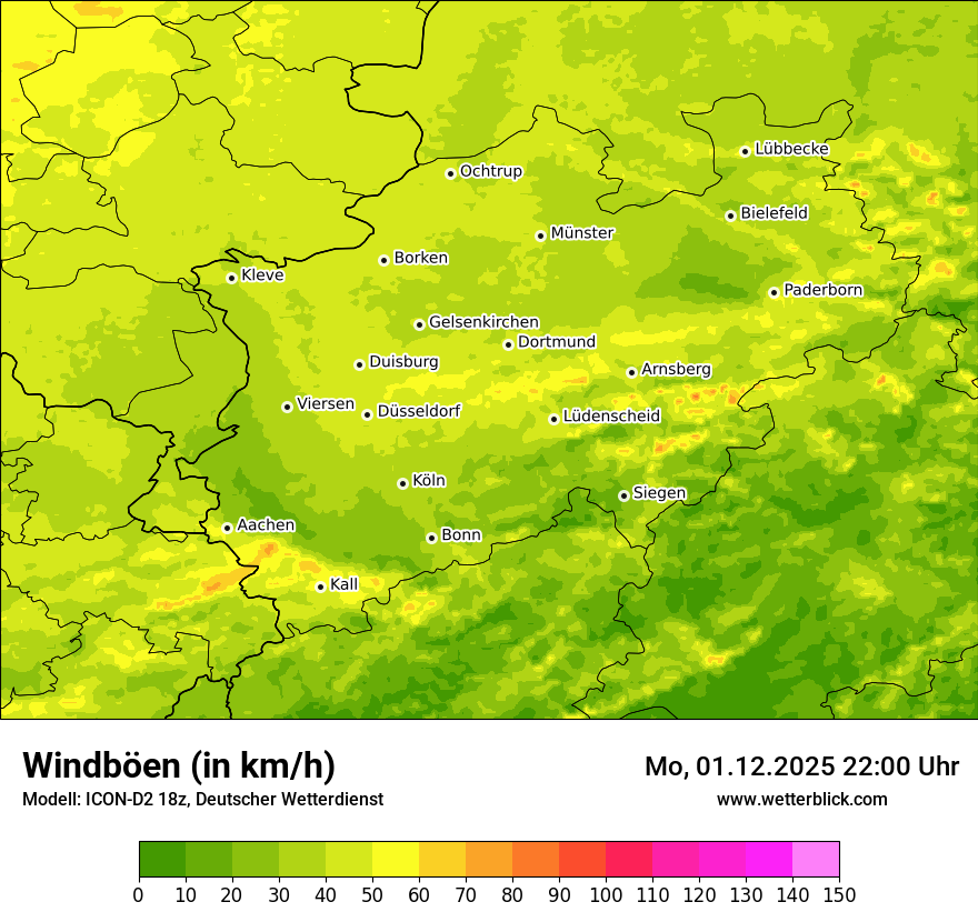Modellkarten Windgeschwindigkeit
