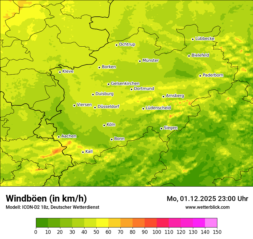 Modellkarten Windgeschwindigkeit