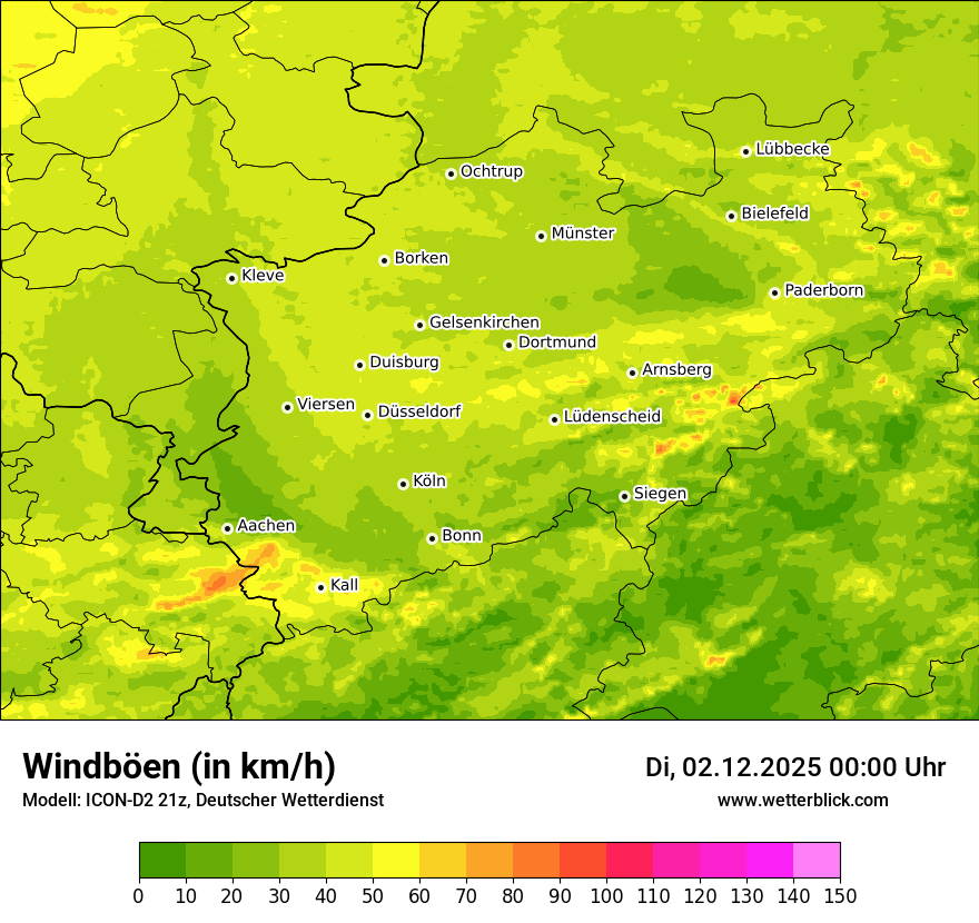 Modellkarten Windgeschwindigkeit