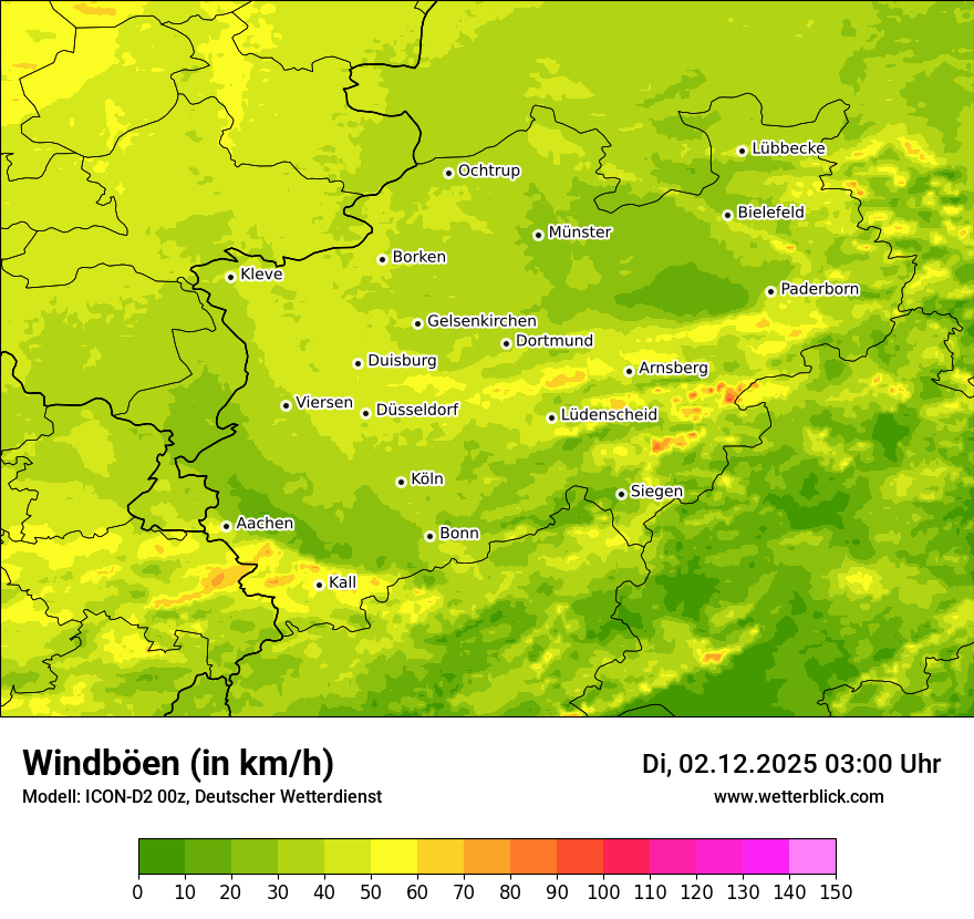 Modellkarten Windgeschwindigkeit