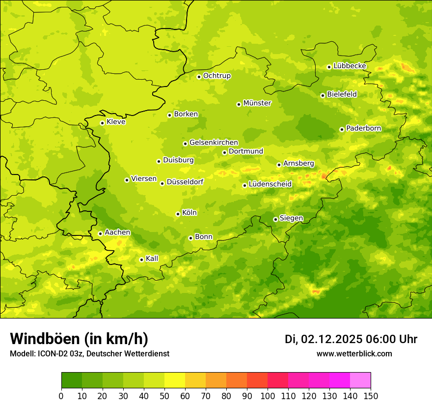 Modellkarten Windgeschwindigkeit