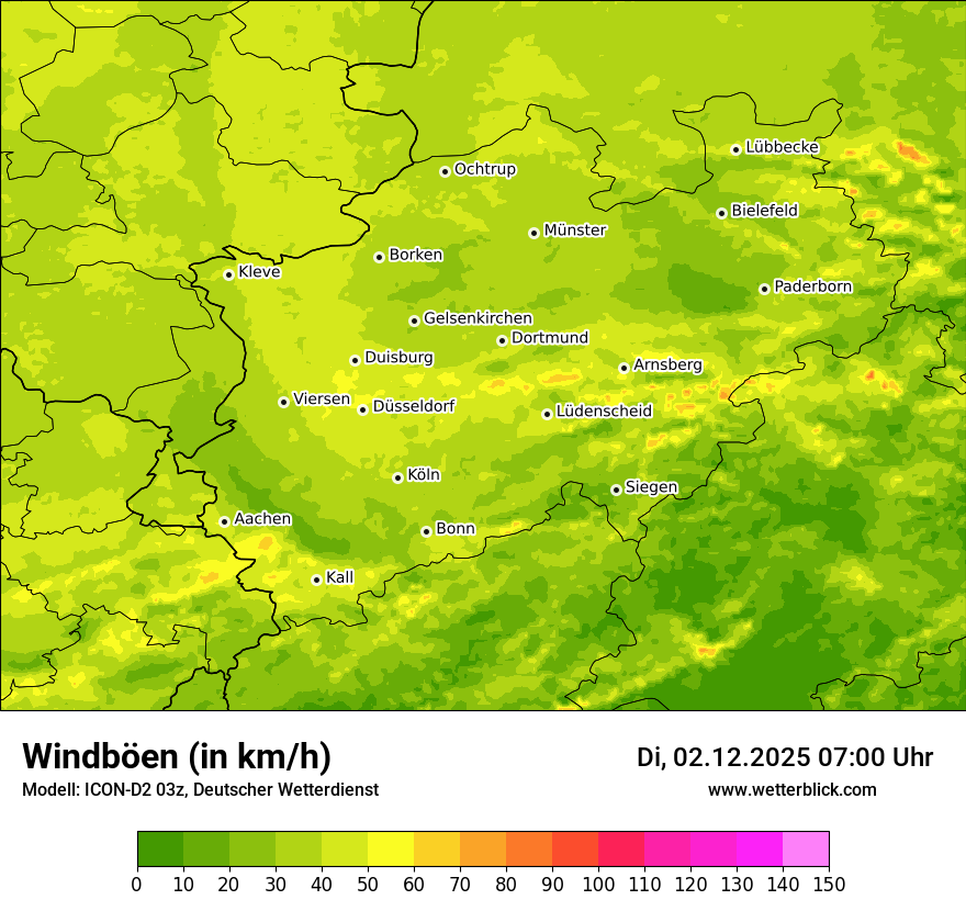 Modellkarten Windgeschwindigkeit
