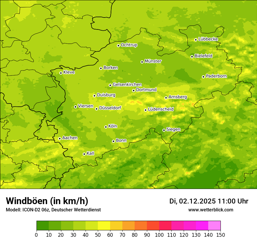 Modellkarten Windgeschwindigkeit