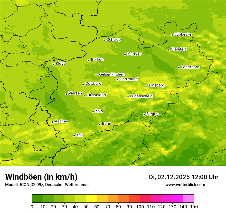 Modellkarten Windgeschwindigkeit