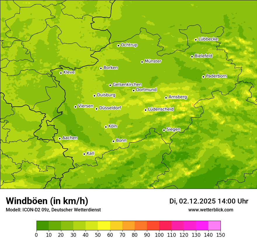 Modellkarten Windgeschwindigkeit