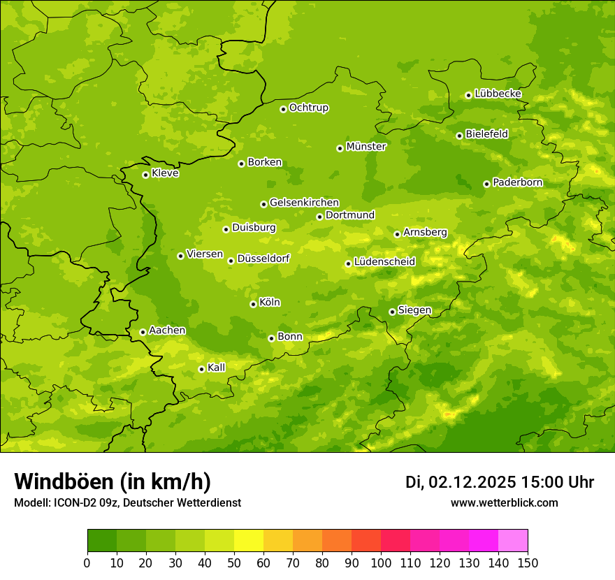 Modellkarten Windgeschwindigkeit