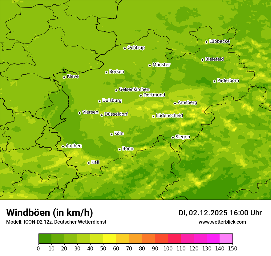 Modellkarten Windgeschwindigkeit