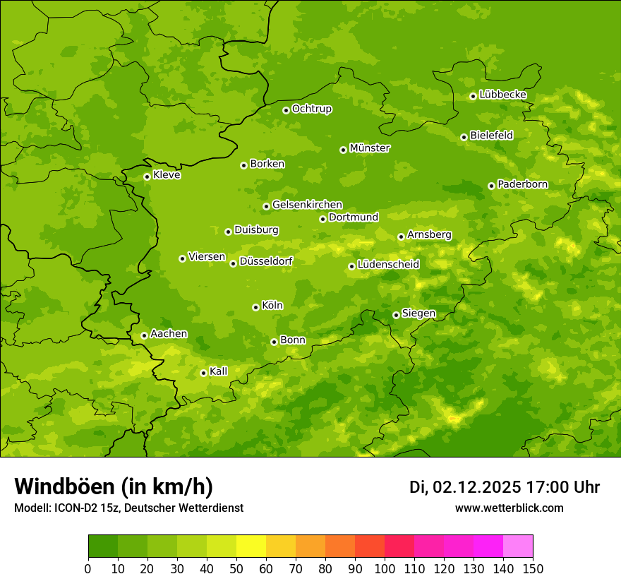 Modellkarten Windgeschwindigkeit