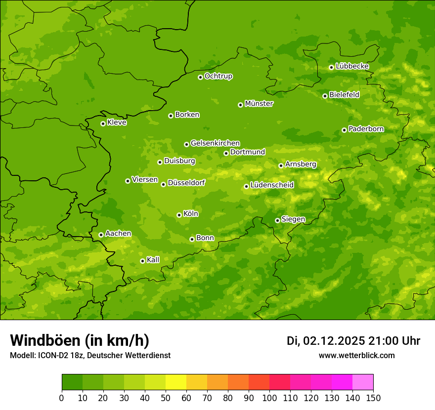 Modellkarten Windgeschwindigkeit