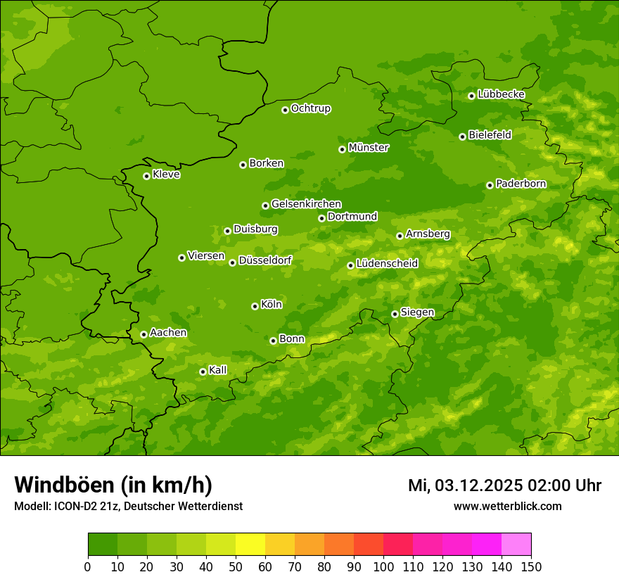 Modellkarten Windgeschwindigkeit