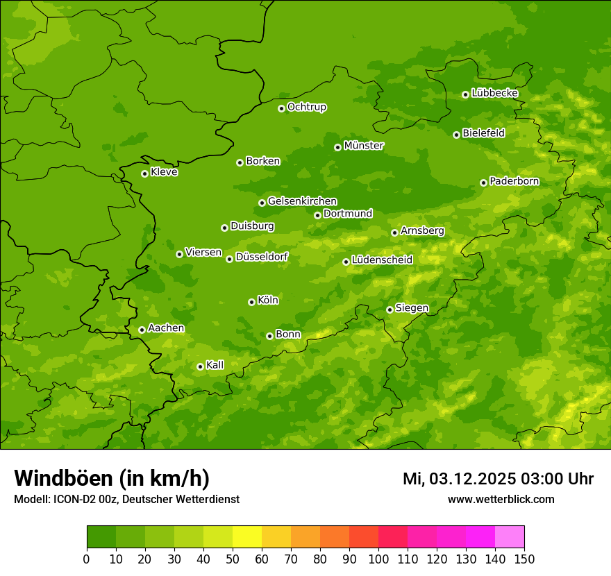 Modellkarten Windgeschwindigkeit