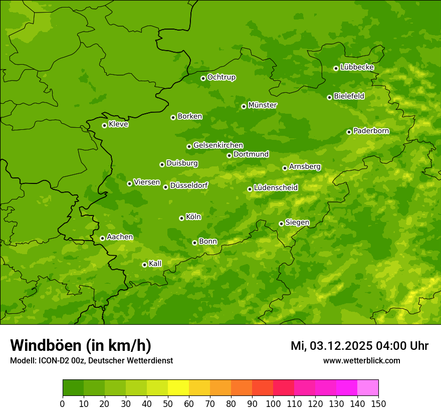 Modellkarten Windgeschwindigkeit