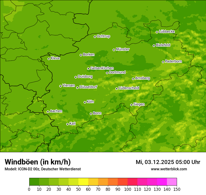 Modellkarten Windgeschwindigkeit