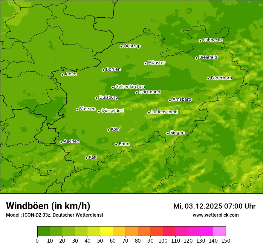 Modellkarten Windgeschwindigkeit