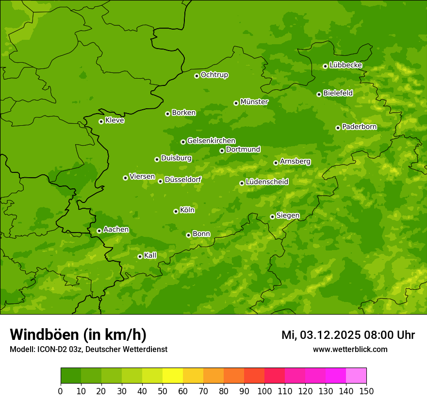 Modellkarten Windgeschwindigkeit