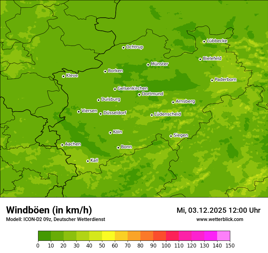 Modellkarten Windgeschwindigkeit