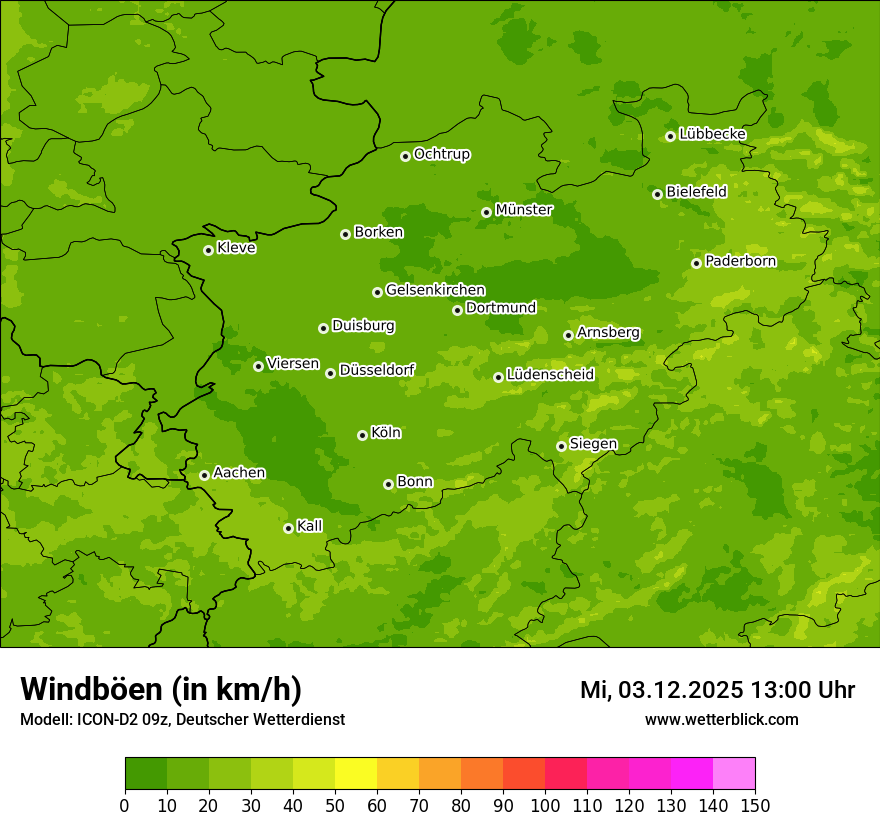 Modellkarten Windgeschwindigkeit
