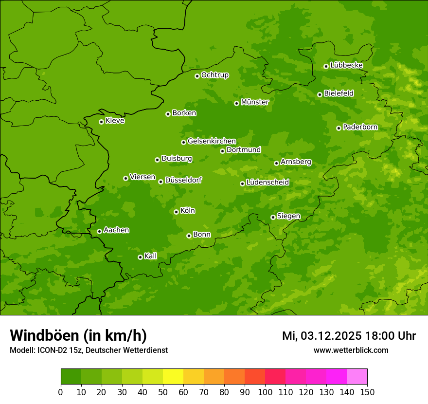 Modellkarten Windgeschwindigkeit
